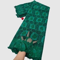 sinya emerald green african guipure lace fabric 2022 high quality embroidery sequins water soluble cord lace for abaya asoebi