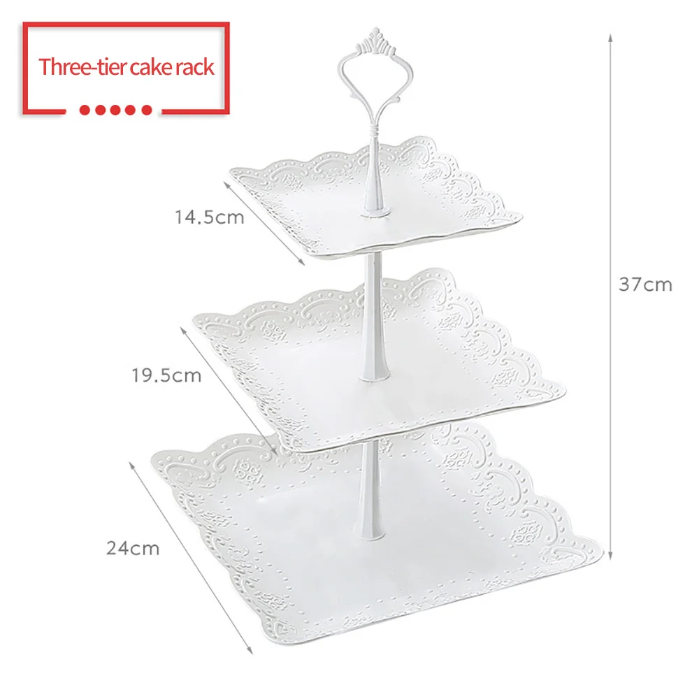 

Cake stand 3 tiers in a tower shape making good use of space large capacity