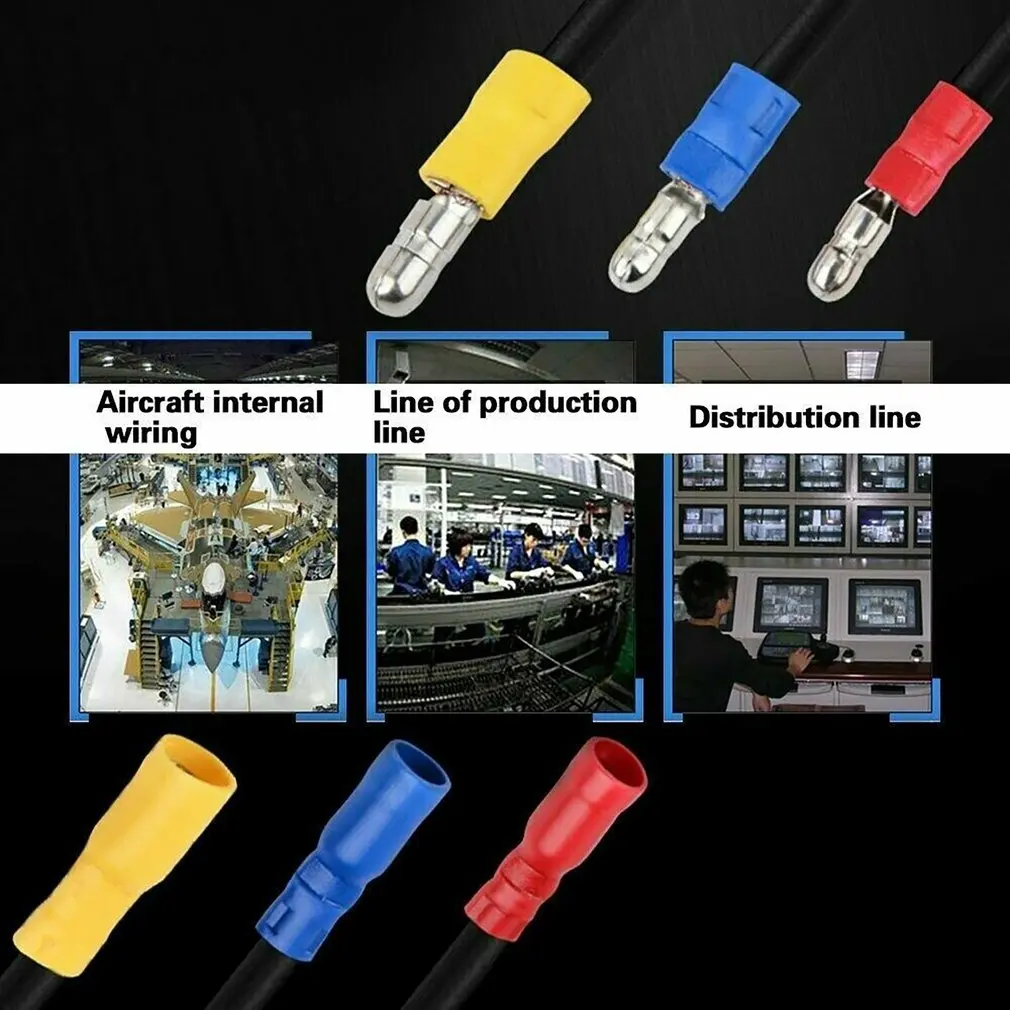 

100Pcs Insulated Terminals Crimp Spade Male Female Wire Connector Electrical Cord Pin End Butt Set Kit FRD MPD 1.25-156