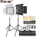 Освещение для видеосъемки Travor, профессиональный светодиодный светильник со штативом, 2 набора, с регулируемой яркостью, 5600K светильник студийной фотосъемки Youtube
