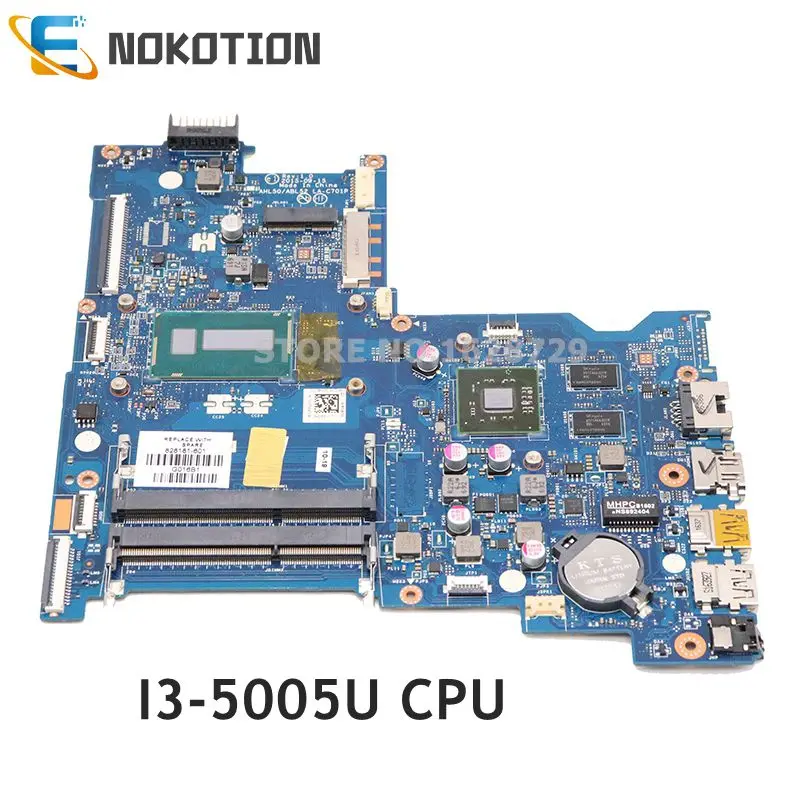 Материнская плата NOKOTION 828181-601 828181-001 для ноутбука HP 15-AC 15-ay AHL50 ABL52 LA-C701P SR27G i3-5005U CPU R5