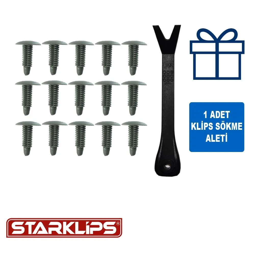 

Universal Clip Gray 8,5 X22X18mm 15 Pcs Car fastener for-Push Pin-Trim Rivet