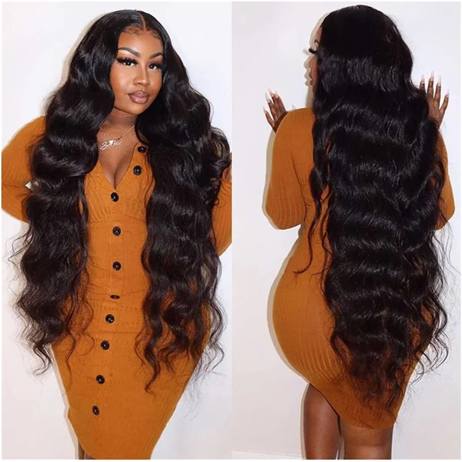 Transparent 30 32 Inch Body Wave Lace Front Wig Wigs Glueless Preplucked For Women Human Hair Remy T | Шиньоны и парики