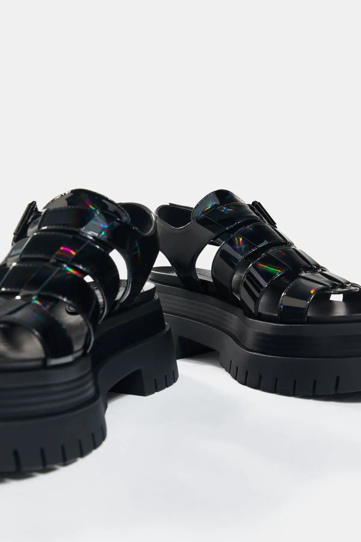 

Women Black Iridescent Platform Banded Sandals New Season High Comfortable Stylish Fashion Quality Comfortable Summer Sexy Cool