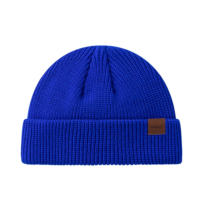 

blue Winter Hat For Man Casual Short Beanies Adult Men Warm Cap Leather Label Female Knitted SkullCap Elastic Hip Hop Unisex H