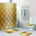 Набор штор для душа, золотистая парча, блестящие, средневековые, с лилиями