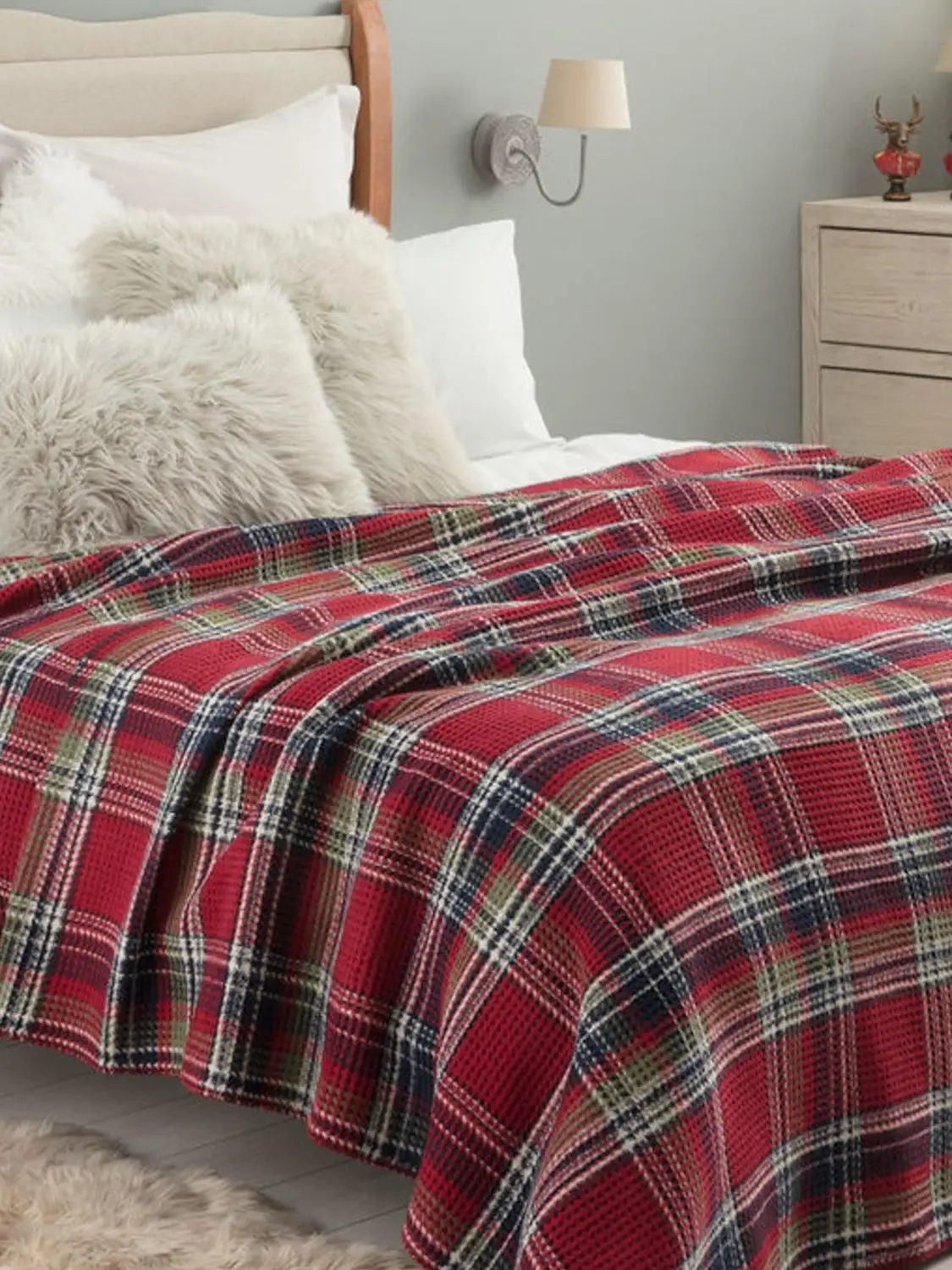 Новый сезон однослойное хлопковое и акриловое одеяло в клетку мадам Коко зеленое