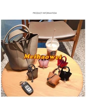 new cow leather bag pendant mini airpod earphone case keychains luxury handbag ornament top gift picotin lock bag charm handmade