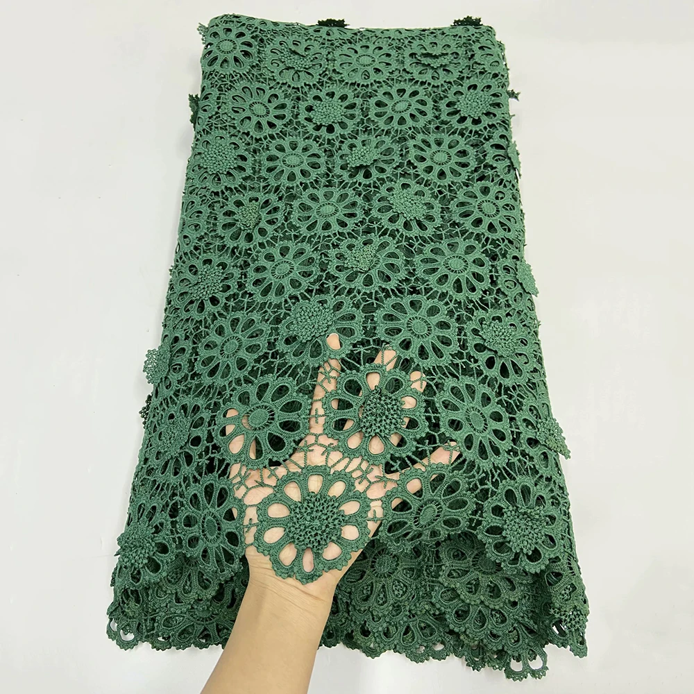 

Вышивка Зеленый Африканский 3D Цветы кружевная ткань Высокое качество аппликации швейцарская вуаль гипюр тюль сетка химический шнур кружев...