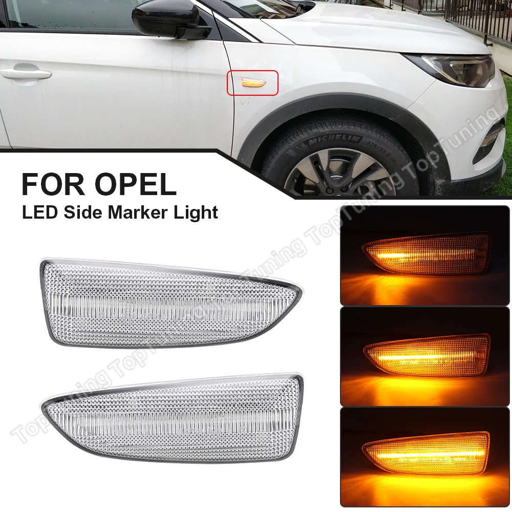 

2PCS For Opel Astra J K Sports Crossland X Zafira-C Tourer C Insignia B LED Dynamic Side Marker Turn Signal Lamp Light Blinker
