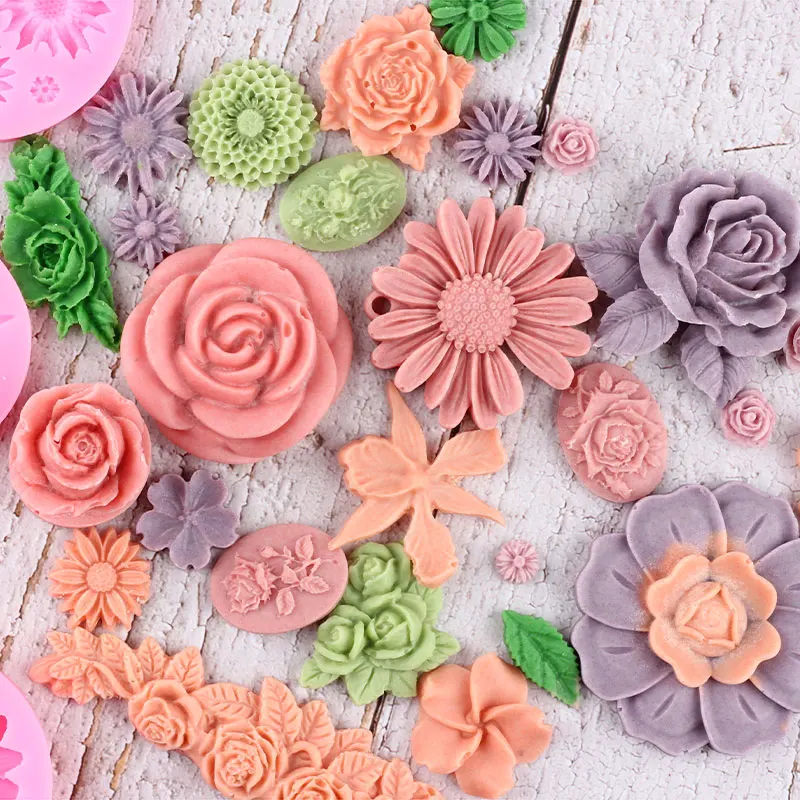 

Rose Silicone Mold Wedding Fondant Cake Decorating Tools Chocolate Gumpaste Moulds Flower Candy Making Molds Polymer Clay Mould