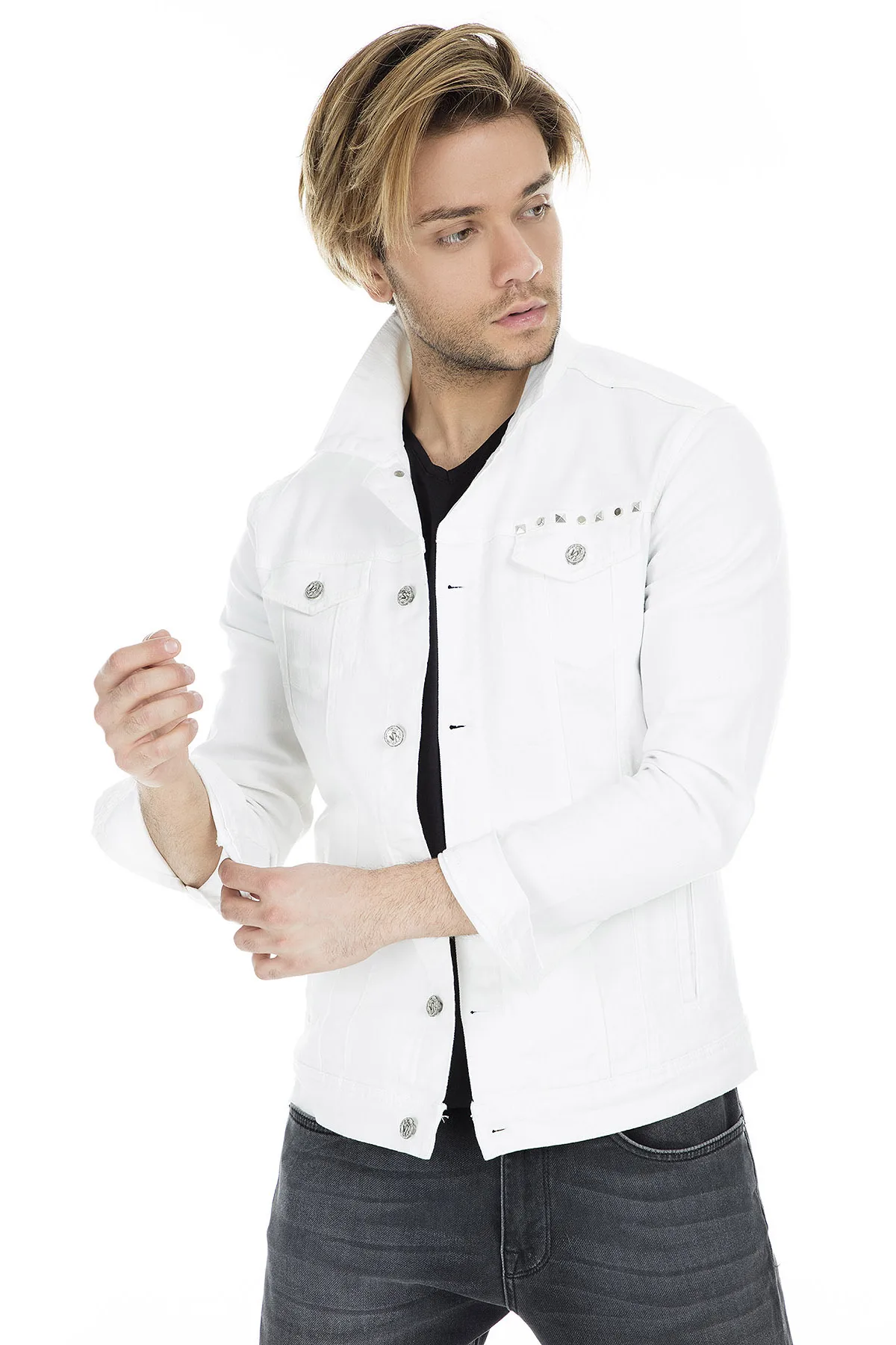 С пятью карманами 5 джинсовая куртка мужская 2028 F688DAVID|Мужские куртки| |