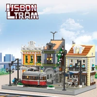 new moc city street view lisbon railway station model bricks diy orient station architecture buidling blocks toys for kids gifts