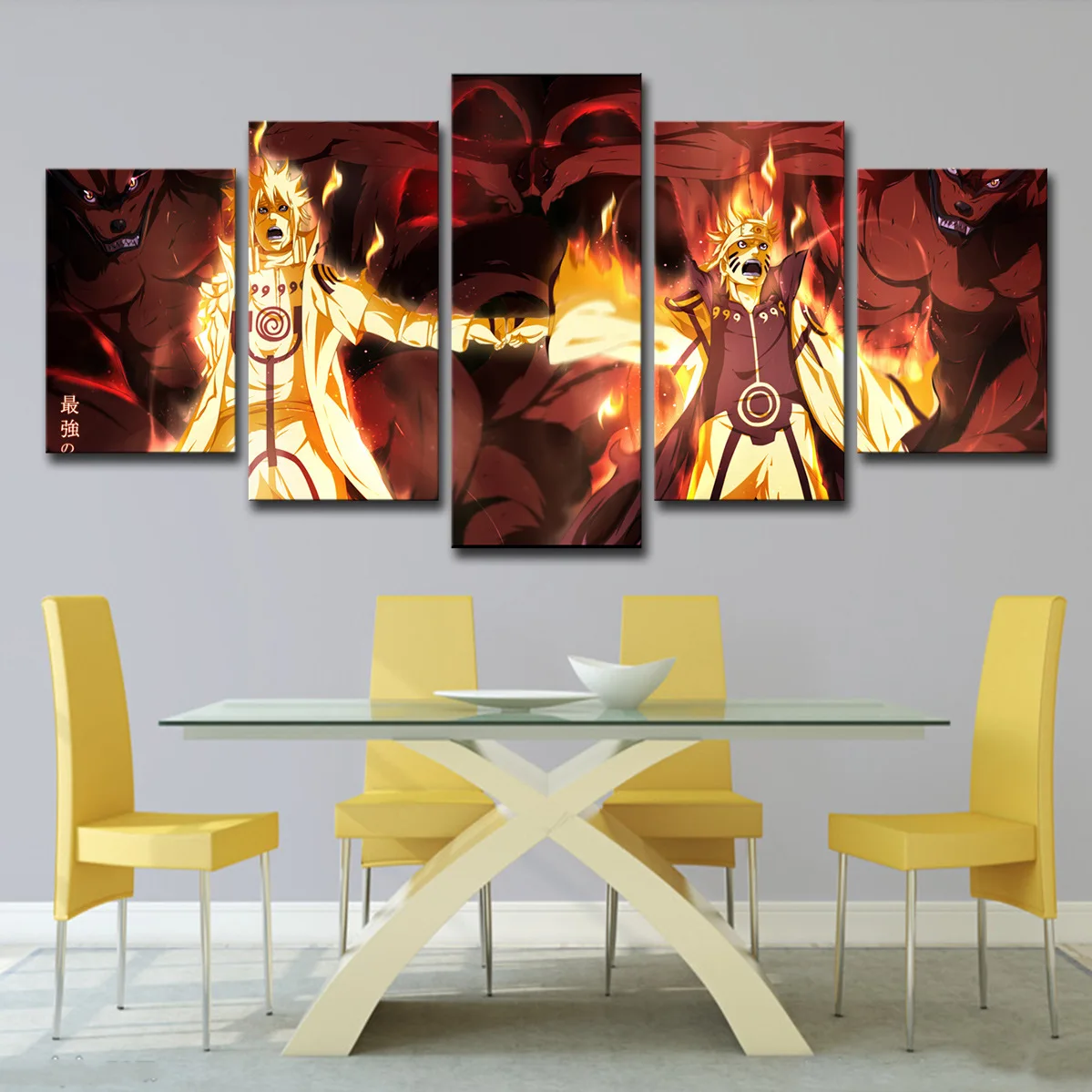 

5P3466 Home decoration Naruto Characters posters ice and fire Anime Set Painting picture canvas on the wall art 5 piece framed