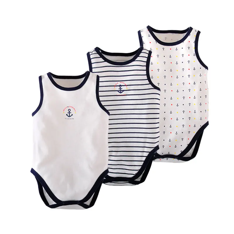

3Pcs/Lot Boys Romper Sleeveless Summer Girls Jumpsuit Cartoon Print Cotton Infant Playsuits Overalls Outfits Baby Clothes