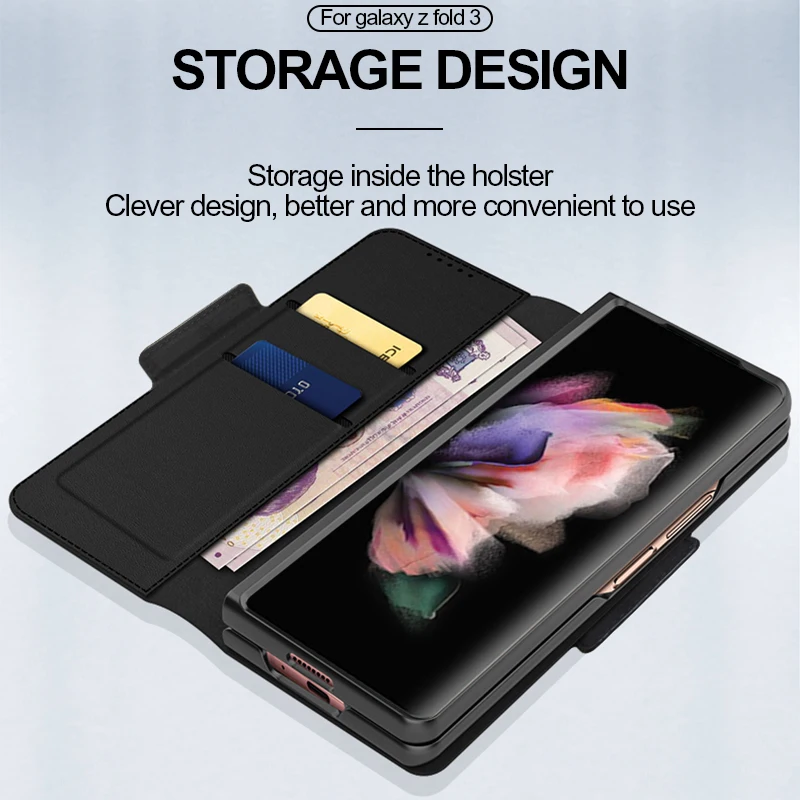 luxury magnetic spliting pu leather case for samsung galaxy z fold 3 5g mobile phone case all inclusive protective back cover free global shipping
