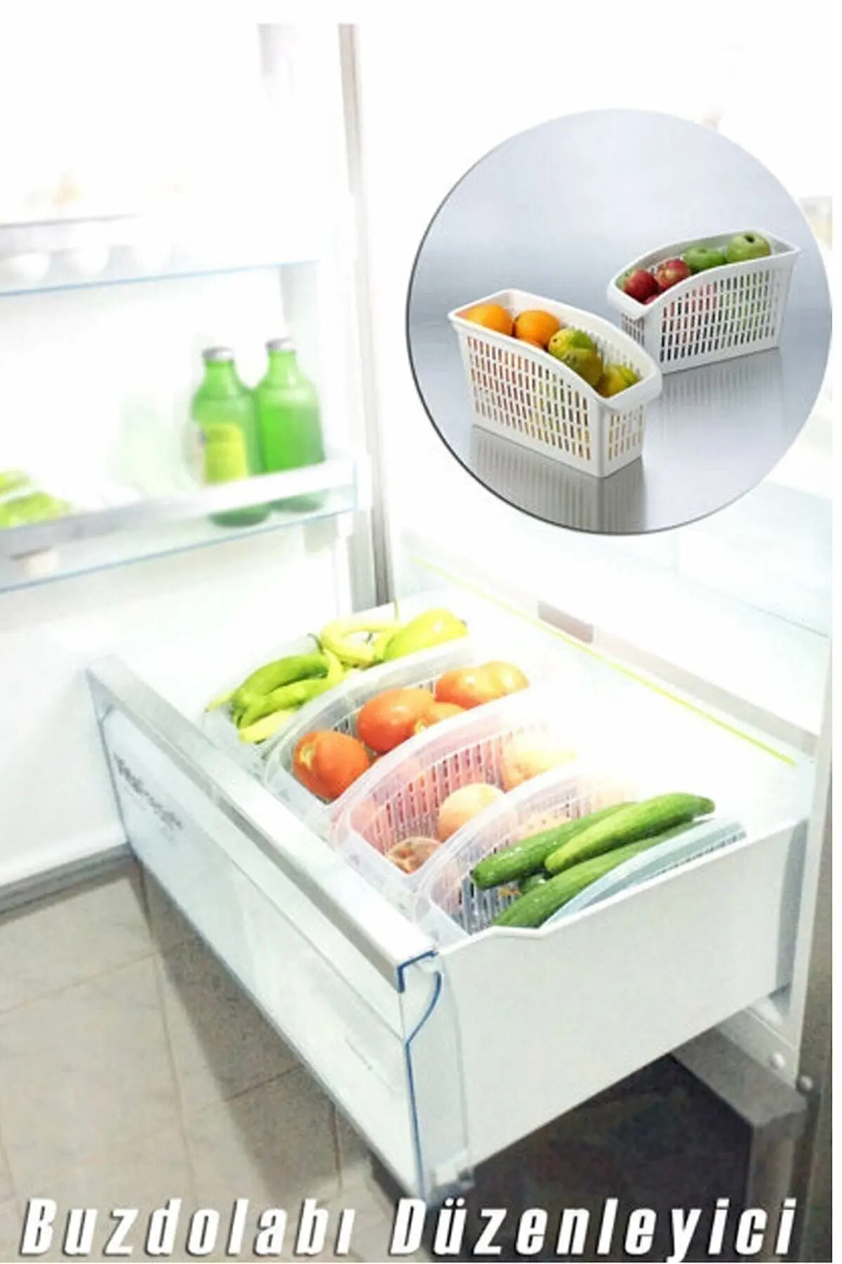 

5 Pieces Refrigerator Basket Cabinet Organizer Fruit Vegetable Organizer