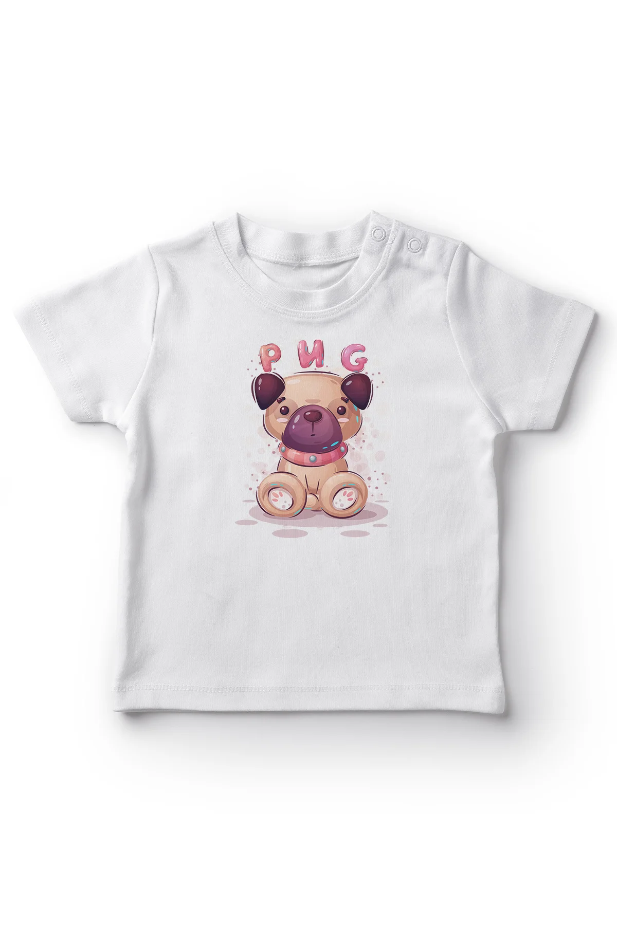 Angemiel/белая футболка для маленьких девочек с изображением счастливого Мопса |