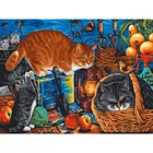 Наведение порядка живопись по номерам на картоне картина по номерам кошки 30*40. 3357-CS