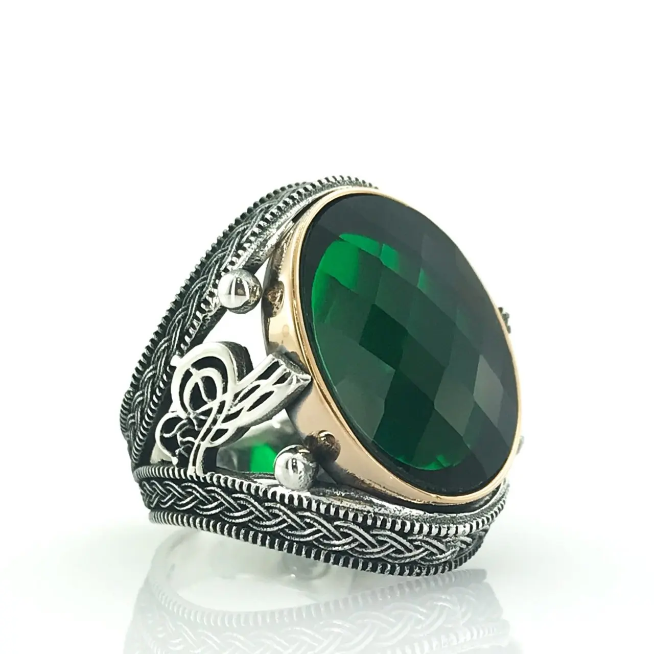 Изумрудно-зеленое большое овальное кольцо для мужчин | Украшения и аксессуары
