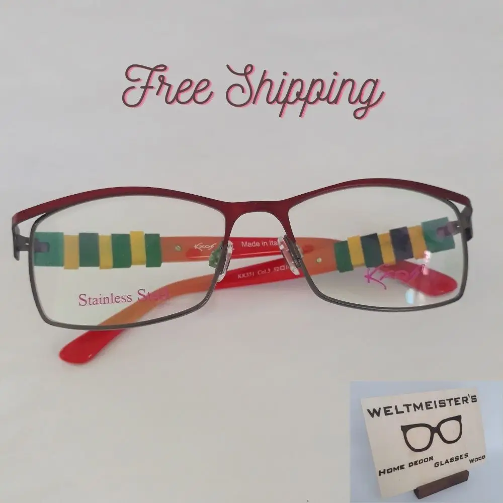 

Kaos Glasses KK351 Red & Dark Grey Metal Full Frame and Red Temples Accessories for Women