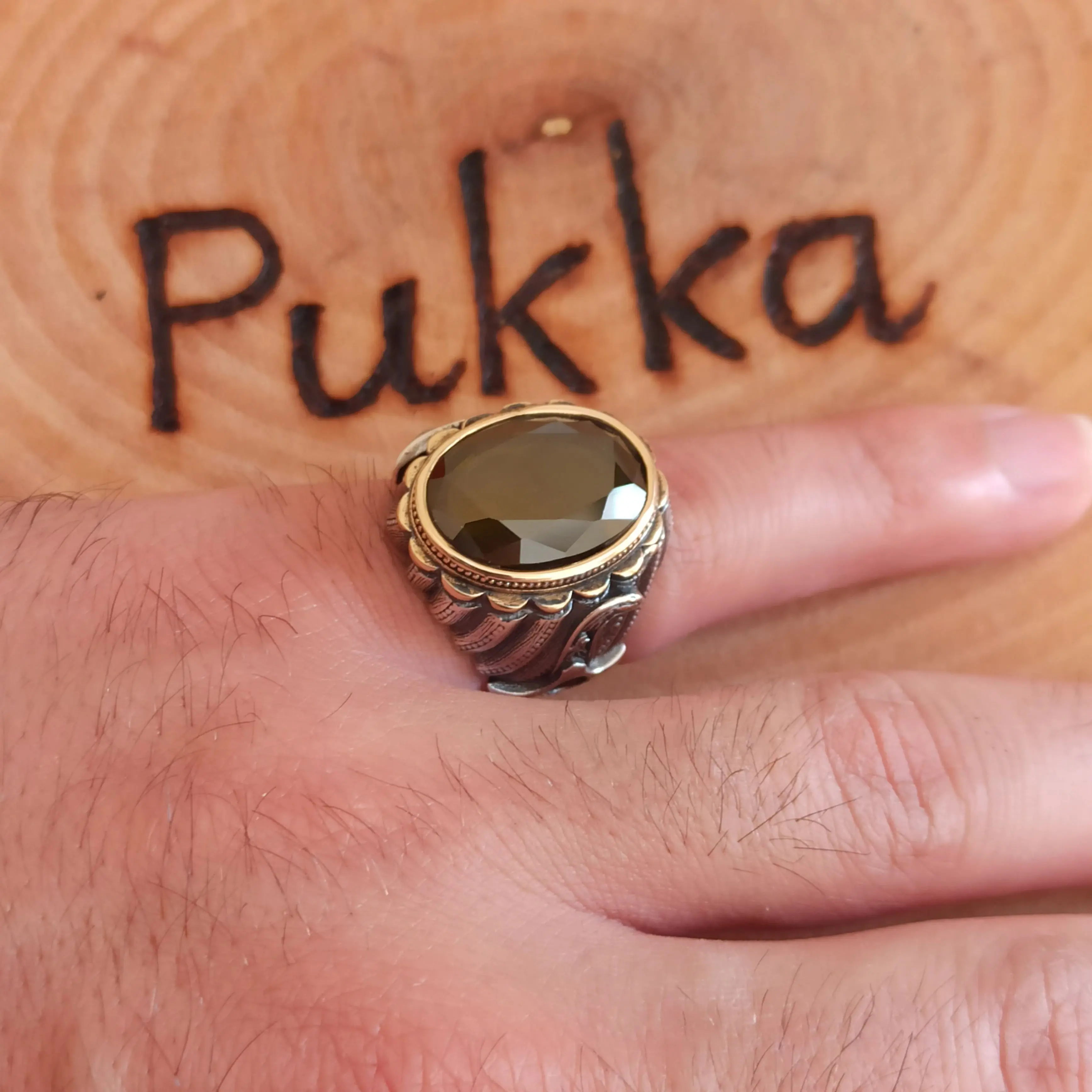 Турецкий Стиль 925 стерлингового серебра натуральный камень циркон кольцо для