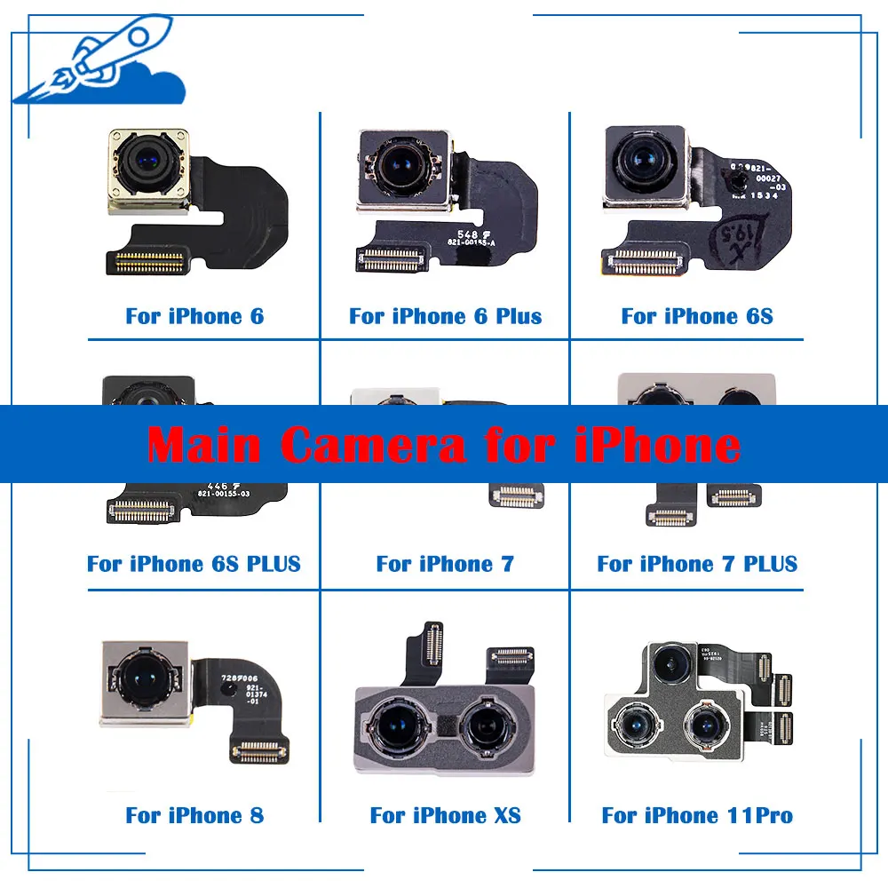 Задняя камера ELEKworld OEM с модулем вспышки, гибкий кабель датчика для iPhone X, XR, XS, 6, 6S, 7, 8 Plus, XS, MAX 11, 11Pro, хорошо протестирована - изображение