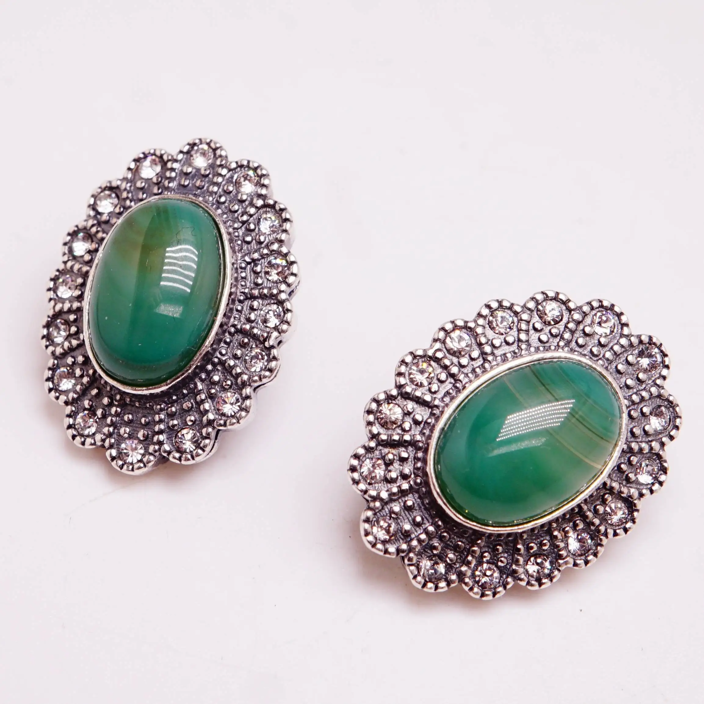 Серьги агат зелёный посеребрение 12мк камни натуральные самоцветы комплект