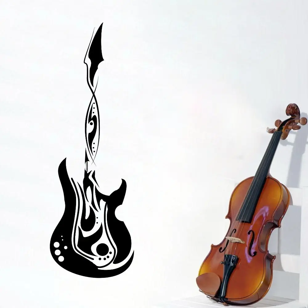 

New Tribal Design Musical Guitar Instrument Wall Art Decal Music Sticker Home And Music Room Removable Decoration A003228