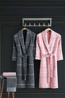 Robe Set Bathrobe Set All Sizes 4PC Men Women Bathroom Bath Towel 100  Cotton Thick Warm Autumn Winter Nightgown Casual Turkey