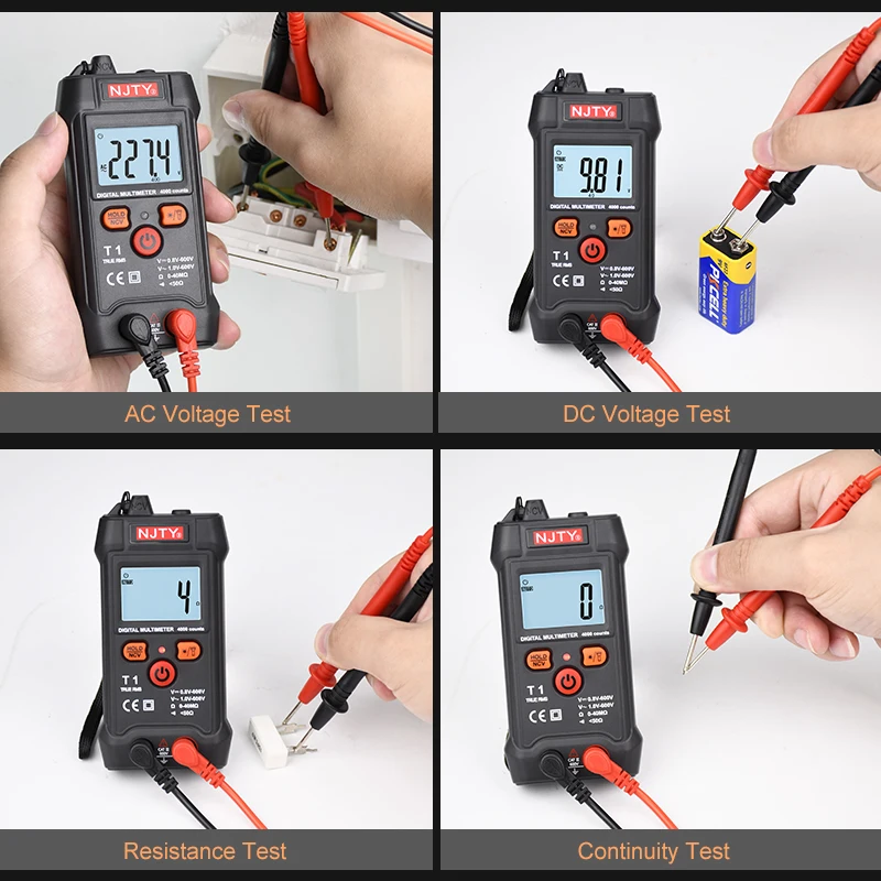 Multimeter Digital Professional Voltage Tester T1 Mini Portable Auto Range NCV True RMS 600V AC DC Ohm Continuity Multi | Инструменты