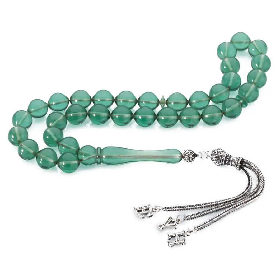

Round Cut Green Amber Rosary (Tasbih) Fashion Turkish Premium Quality Handmade Jawelery