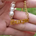Жемчужное ожерелье с именем на заказ кубинская цепь индивидуальные ожерелья с буквой дружбы имя Пары Ожерелье, персонализированные украшения