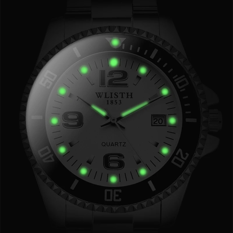 

2021 new men's watch WLISTH top brand leather chronograph waterproof sports automatic date quartz watch men's Relogio Masculino