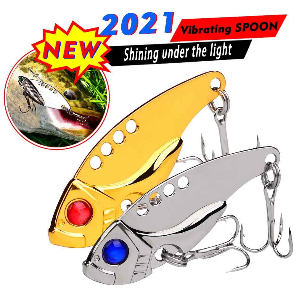 

5pcs/Lot Hard Baits Metal VIB Lures Vibration Spinner Spoon Sequins Fishing Lure 11g 6cm Bass Artificial Bait Cicada Treble Hook
