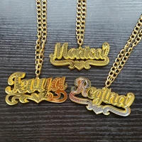 mirrow acrylic handmade custom name personalized nameplate pendant necklaces acrylic laser jewelry heart statement choker c21