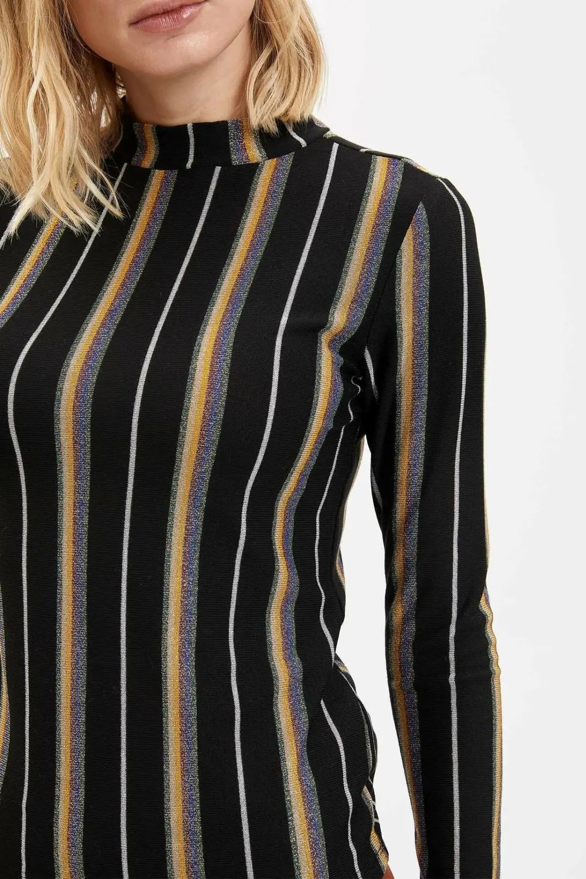 DeFacto модная полосатая Линия Дизайн Женские топы тройники Водолазка женская