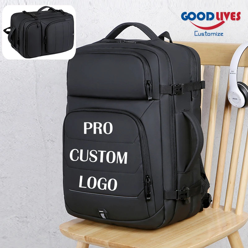 Pro Custom Logo Men Big Backpack Expandable Business Travel Laptop Shoulders Bag Teens Waterproof Back Pack Mochila 40l