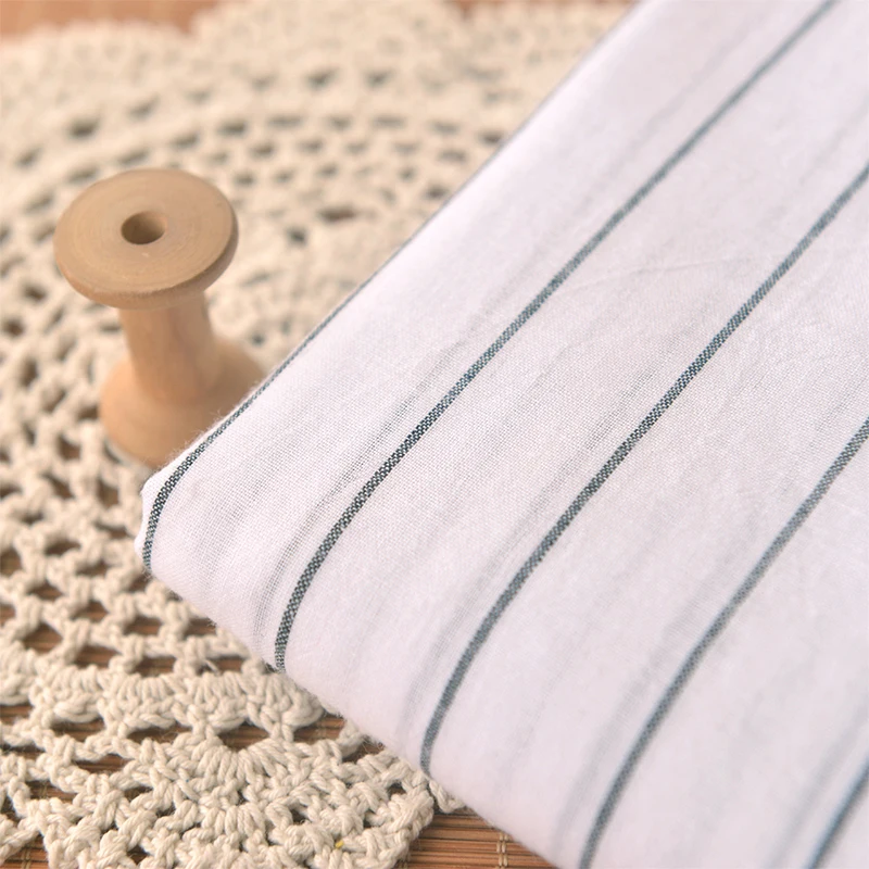 

White Background Black LineStripes Thin Cotton Fabric Shirt Blouse Clothing Scarf Handmade Diy Fabric