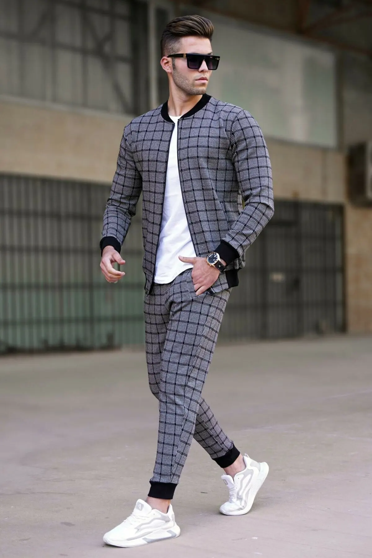 Black Printed Cotton Polyester Fabric Men 'S Cardigan And Tracksuit Set 2 Piece Set 2021 New Season High Quality