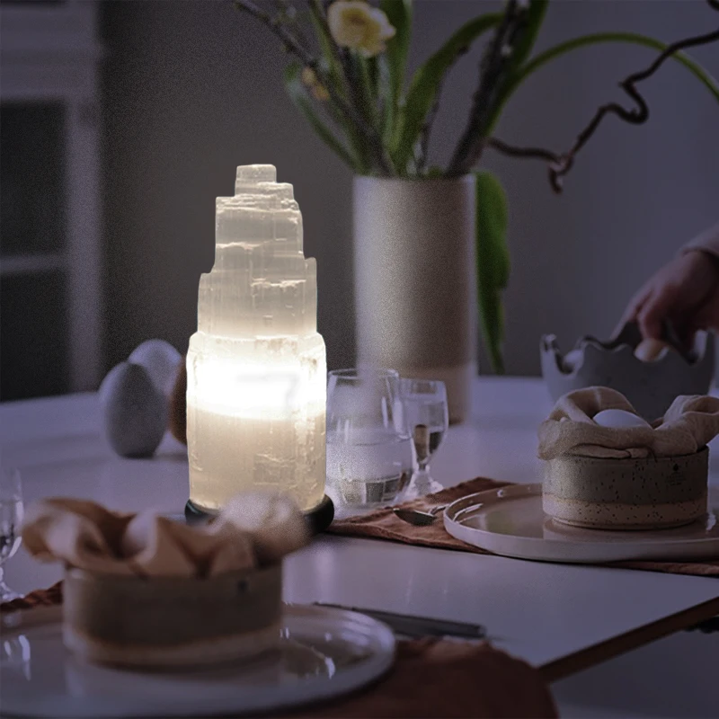 Selenite лампа в форме башни идеальное украшение рукоделие башня пульт