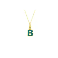 14K Solid Gold Initial Custom B Letter Id Necklace