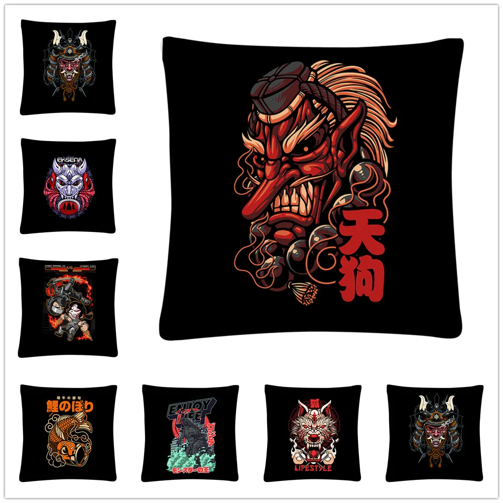 

Trendy Mask LOGO Cartoon Pattern Soft Short Plush Cushion Cover Pillowcase Home Sofa Car Decoration Pillowcase45X45 Cm