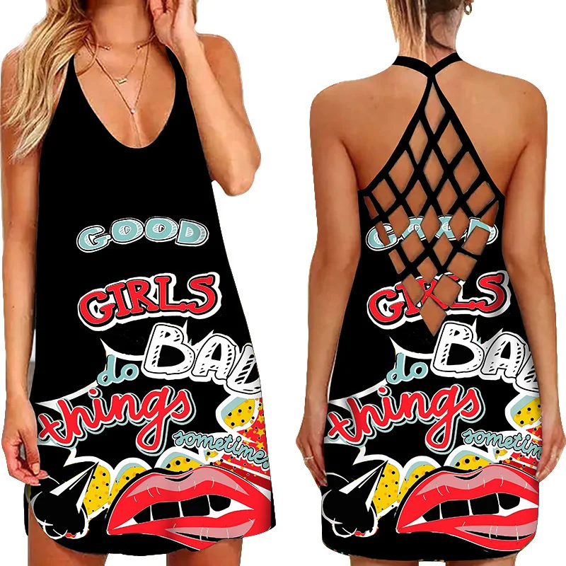 Платье женское на бретельках с принтом повседневный пикантный модный вечерний