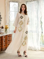soft abaya muslim long dress cotton and linen clothing sequin embroidered plus size robe ramadan abayas for women dubai 2022