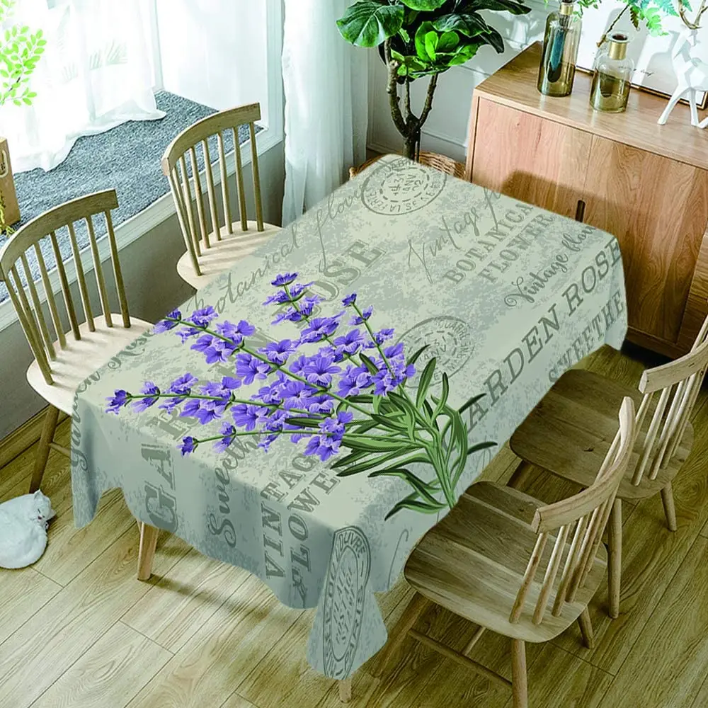 Психоделическая зеленая трава лист Винтажные Цветы Лаванда Прованс фиолетовый