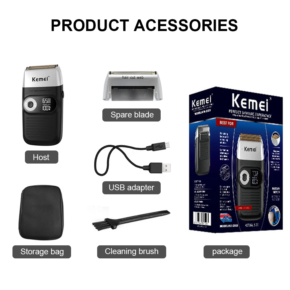 

Electric Shaver Rechargeable Barber Trimmer Shaving Machine for Men Twin Blade Washable Reciprocating Cordless Beard Razor