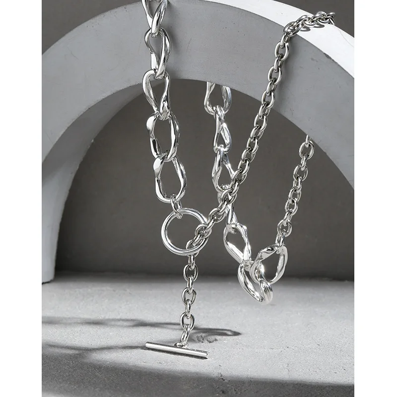 

Exquisite Gift Ins Niche Design Simple And Versatile Cool Ot Buckle Chain Texture S925 Sterling Silver Necklace Female