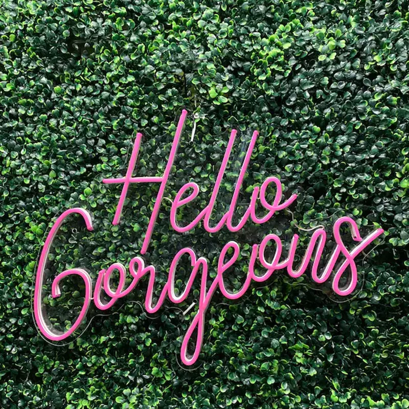 HELLO GORGEOUS Neon Sign Custom Lights Neon Sign Wall Art Neon Sign Room Decor Store Gym Office Decor Wedding Decor Art Gift