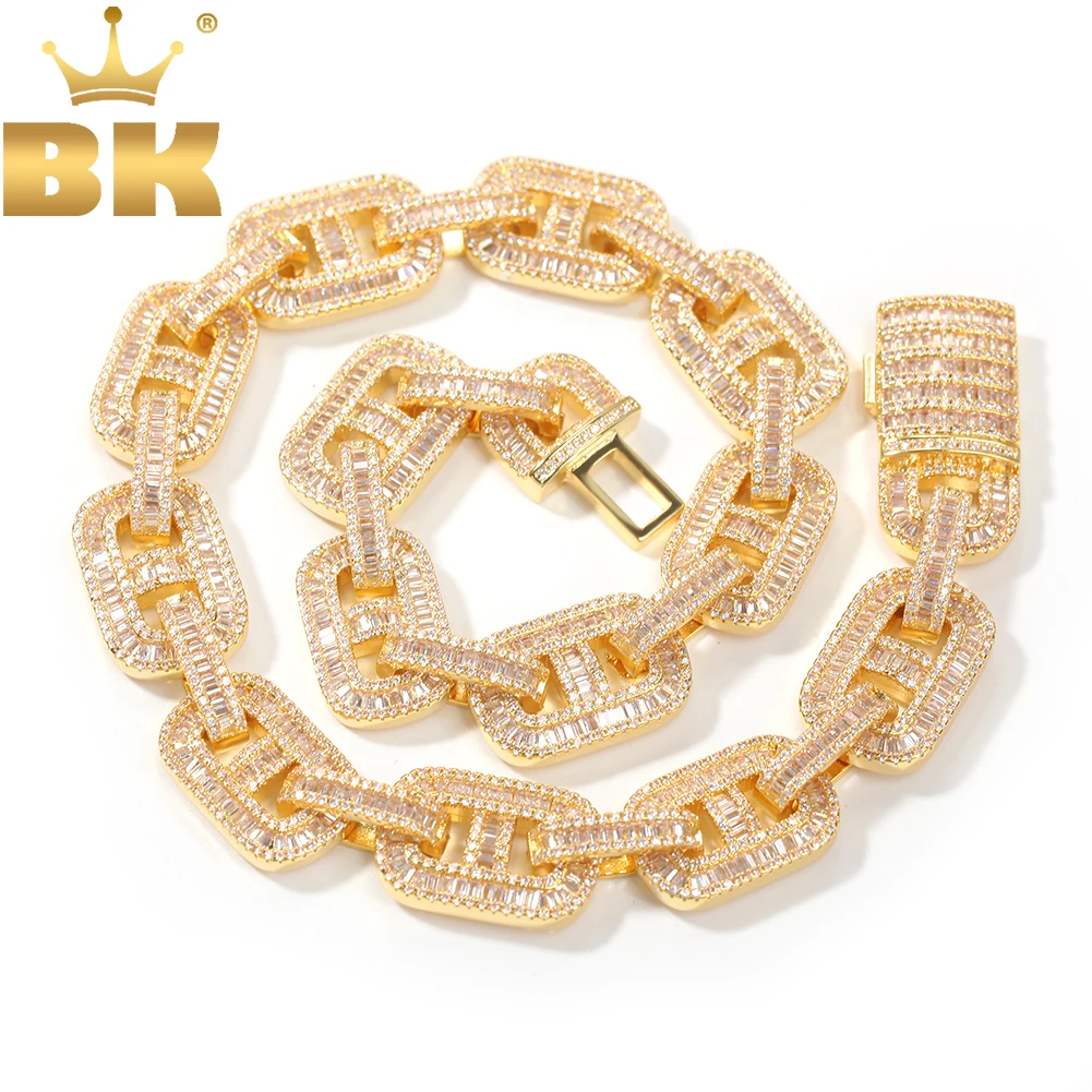 

The BLING KING 15MM Miami Cuban Necklace for Men HipHop CZ Baguettecz Setting Iced Out Zircon Pave Luxury Fashion Hiphop Jewelry